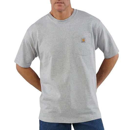 Carhartt Men's Shirt Loose Fit Heavyweight Short-Sleeve Pocket Heather Grey K87-HGY