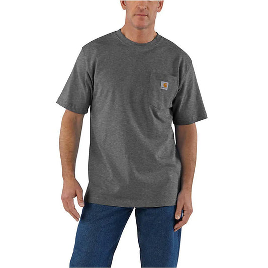 Carhartt Men's Shirt Loose Fit Heavyweight Short-Sleeve Pocket Carbon Heather K87-CRH