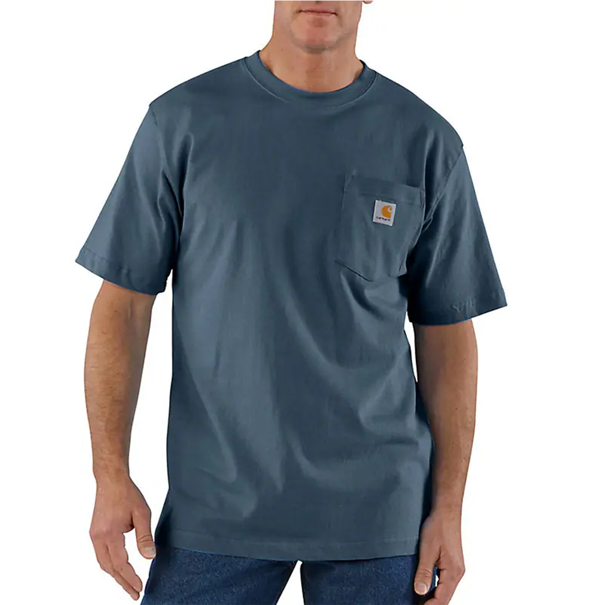 Carhartt Men's Shirt Loose Fit Heavyweight Short-Sleeve Pocket Bluestone K87-BLS