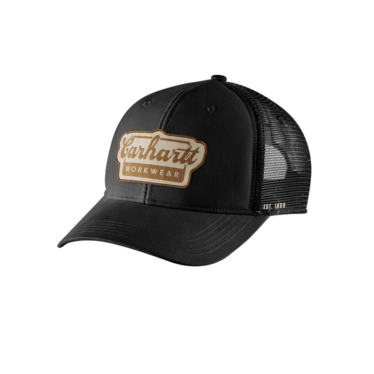 Carhartt Rugged Flex® Twill Mesh-Back Script Patch Cap Black weis-western-wear