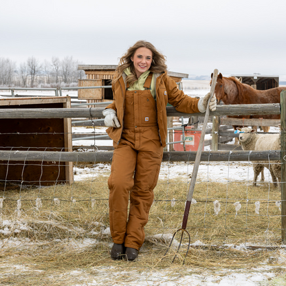 Carhartt Women's Bib Overalls Insulated Loose Fit Washed Duck