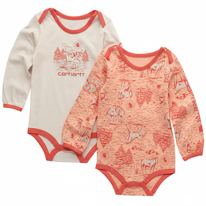Carhartt Girl's Long Sleeve Farm Print Onesies 2PC Set
