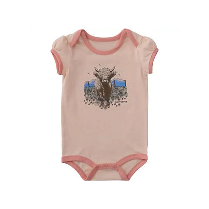 Carhartt Girls Short Sleeve Highland Cow Bodysuit in Peach weis-western-wear