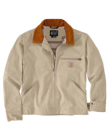 Carhartt 106234 Rugged Flex relaxed fit duck Detroit jacket, full-length front view on a model.