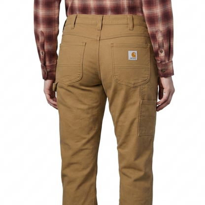 Carhartt Crawford canvas loose fit women’s work pant, front view on a model.