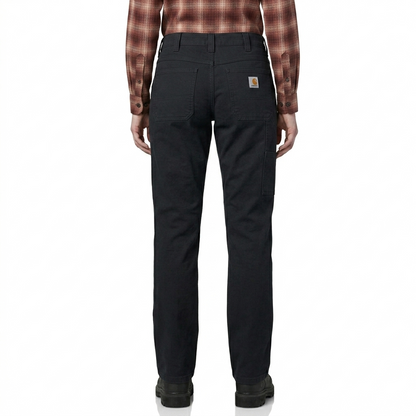 Carhartt Crawford canvas loose fit women’s work pant, back view on a model highlighting pocket placement.