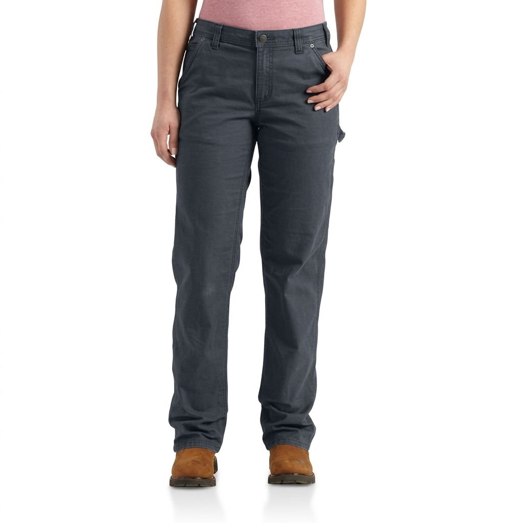 Carhartt Crawford canvas loose fit women’s work pant, detail view of the durable canvas fabric cuff.