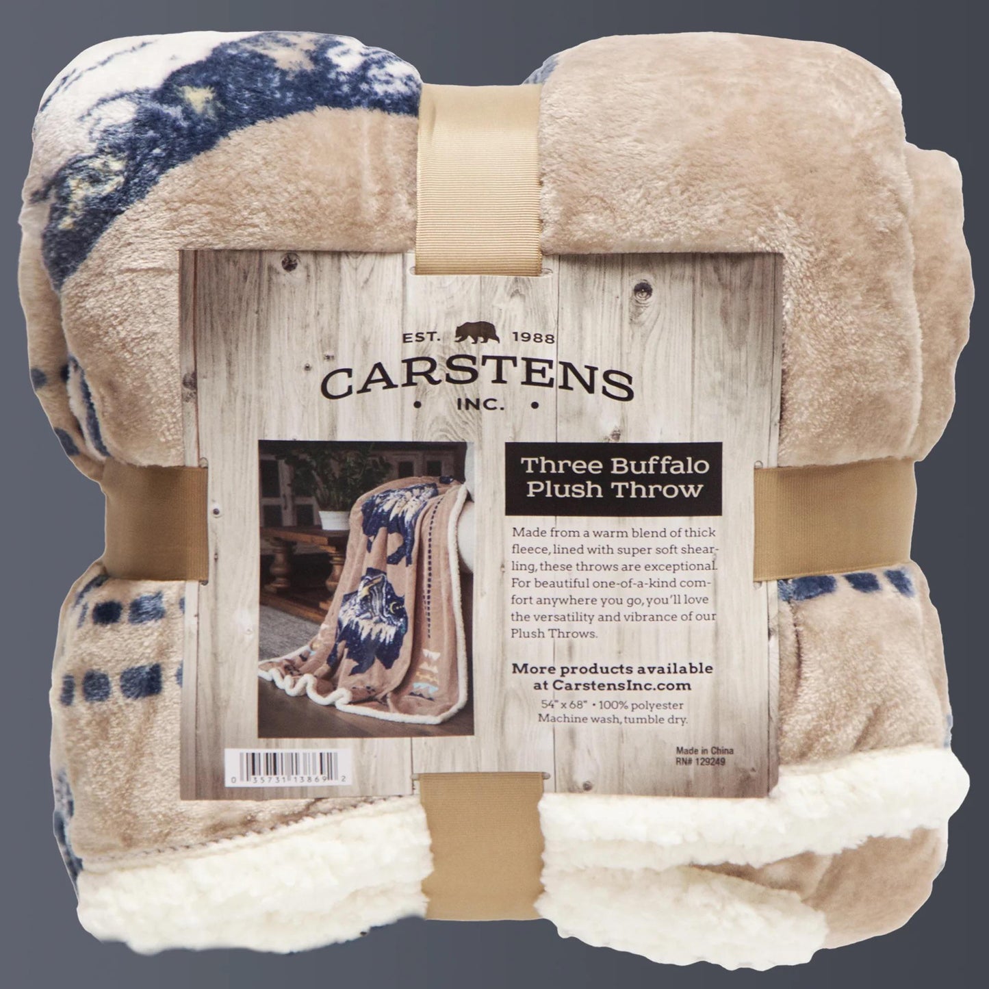 Carstens Three Buffalo Plush Sherpa Throw JP926