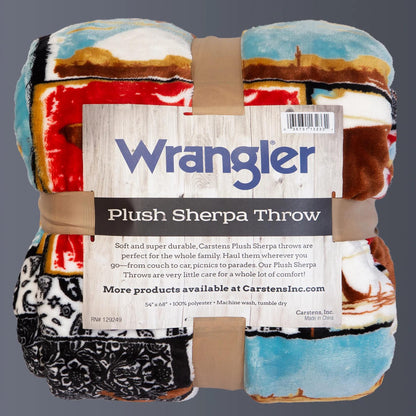 Carstens Wrangler Vintage Western Sherpa Throw Blanket