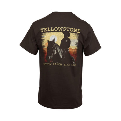 Changes Yellowstone Men's Dutton Ranch Sunset Front And Back Print T-Shirt 66-331-356