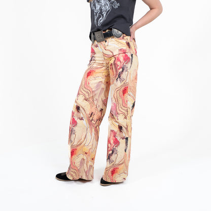 Wrangler Women's Lainey Wilson Cheeky Marbled Horse Wide Leg Jean
