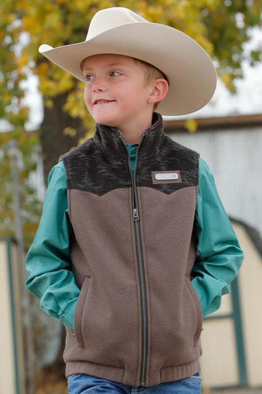 Cinch Boy's Brown Wool Vest