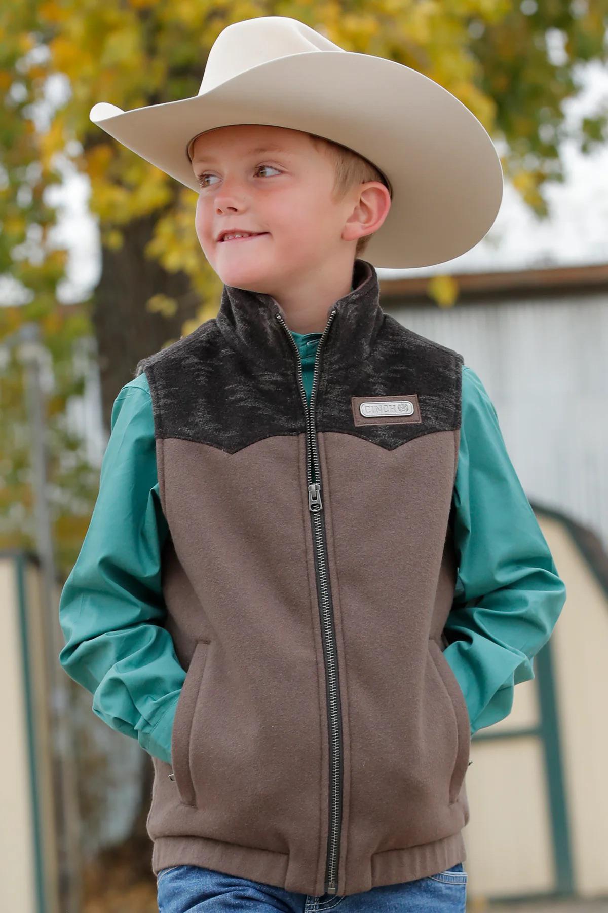 Cinch Boy's Brown Wool Vest MWV5050004