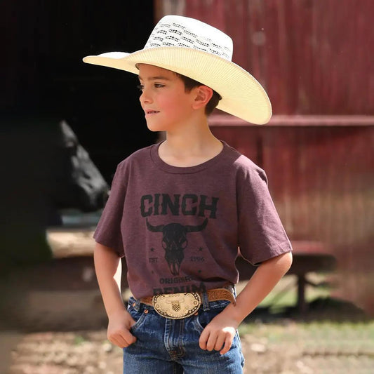 Cinch Boy's Bull Skull Tee - Purple