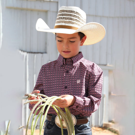 Cinch Boy's Geometric Print Button Up Western Shirt