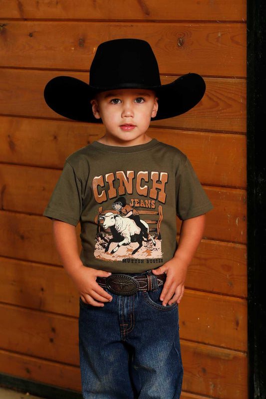 Cinch Boy's Infant/Toddler Mutton Buster Olive Green Graphic Tee Shirt weis-western-wear