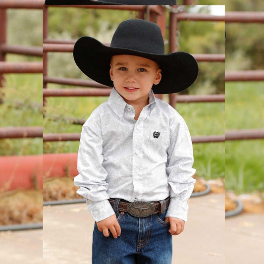 Cinch Boy's Long sleeves print White weis-western-wear