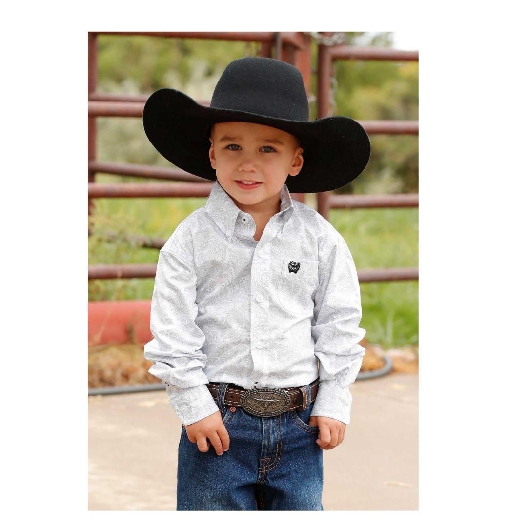 Cinch Boy's Long sleeves print White weis-western-wear