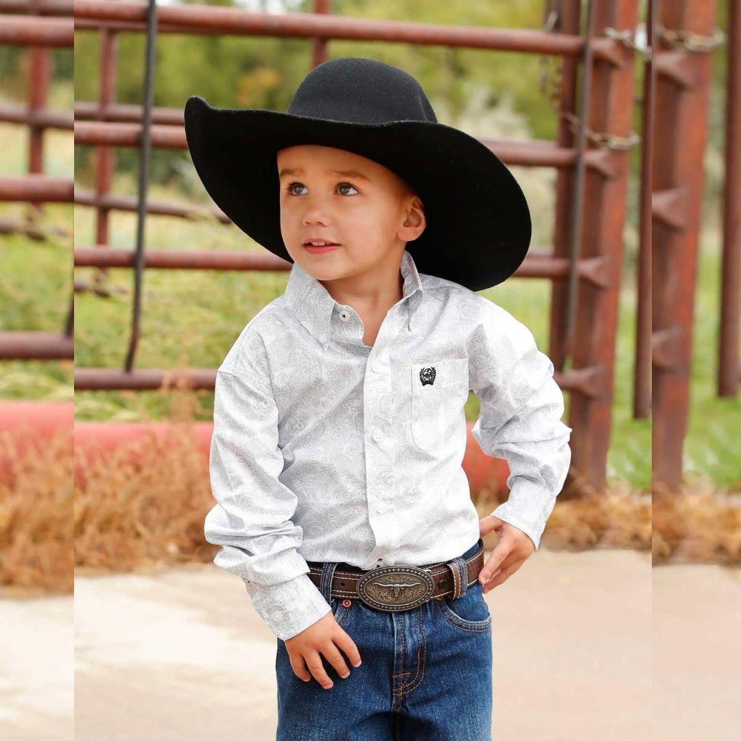 Cinch Boy's Long sleeves print White weis-western-wear