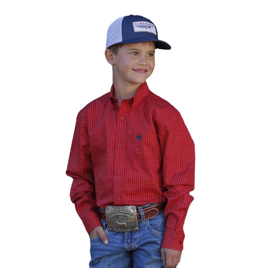 Cinch Boy's Match Dad Money Print Button-Down Western Long Sleeve Shirt MTW7060353