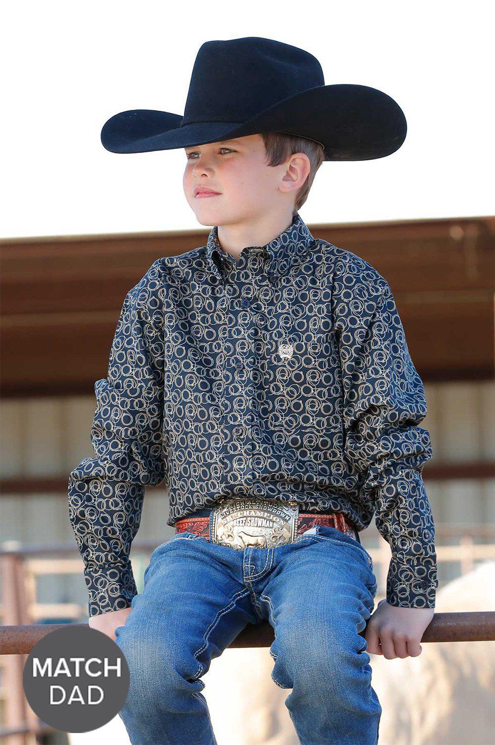 Cinch Boy's Rope Print Button Down Shirt MTW7060363