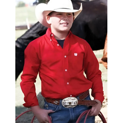 Cinch Boy’s Shirt Casual Solid Twill Button Down