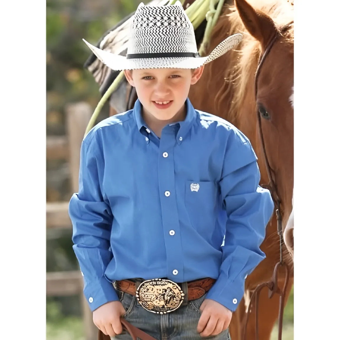 Cinch Boy’s Shirt Casual Solid Twill Button Down