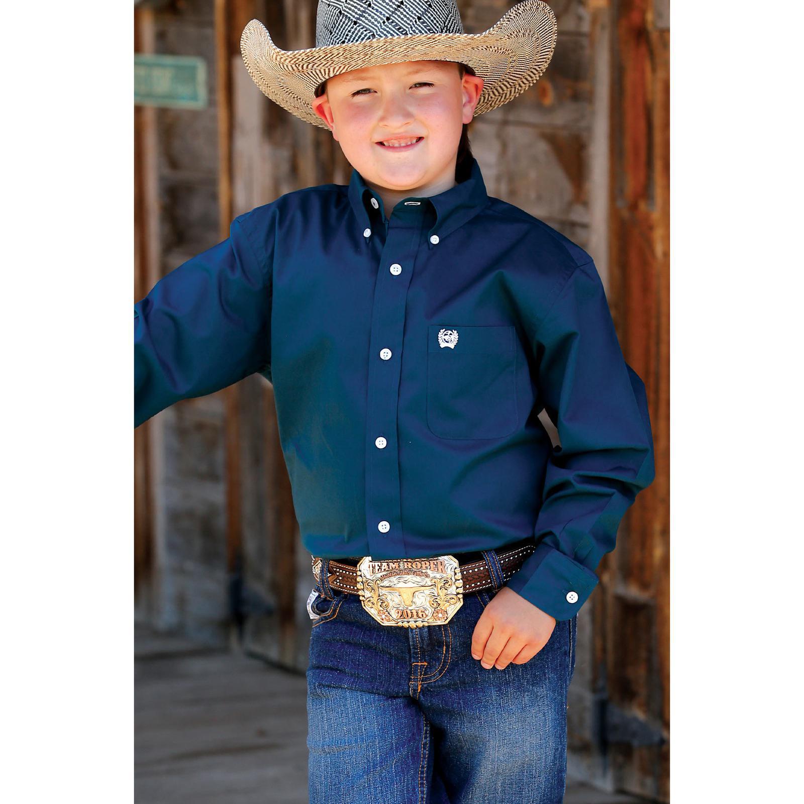 Cinch Boy's Solid Teal Button Down Shirt MTW7060278