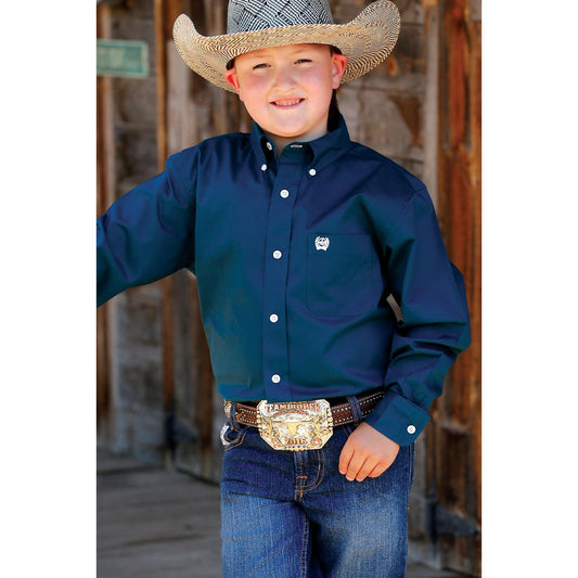 Cinch Boy's Solid Teal Button Down Shirt MTW7060278