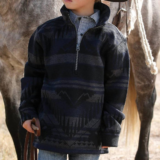 Cinch Kid's Quarter Zip Navy Pullover Sweater
