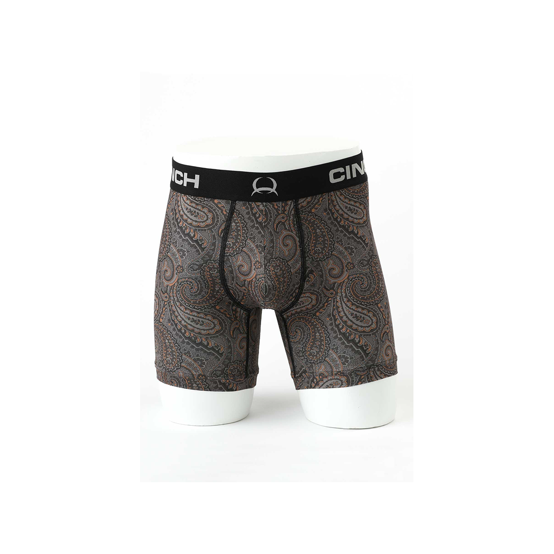 Cinch Men's 6” Paisley Boxer Brief 9/25 -Brn weis-western-wear