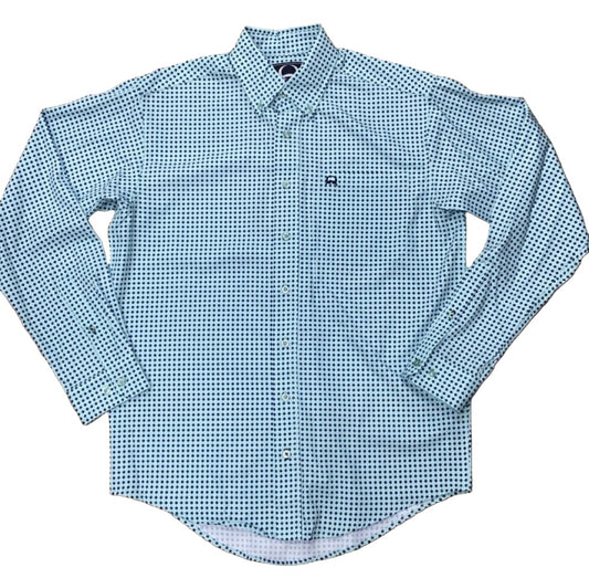Cinch Men's ArenaFlex Turquoise Geo Print Western Long Sleeve Button Up MTW1862033
