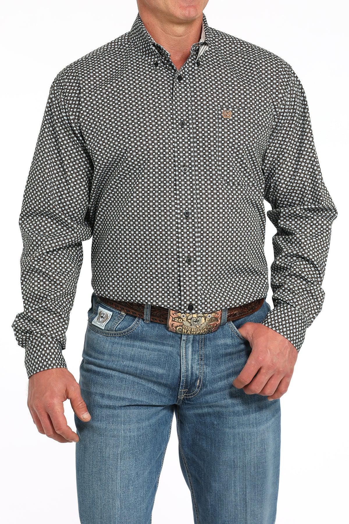 Cinch Men's Black Geo Classic Fit Button Long Sleeve