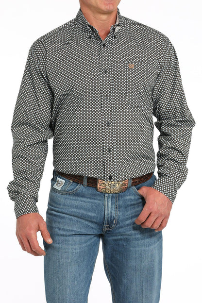 Cinch Men's Black Geo Classic Fit Button Long Sleeve