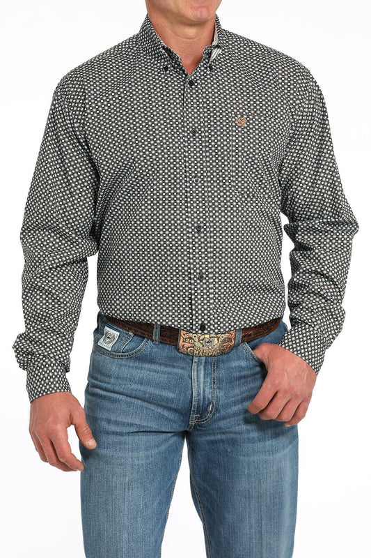 Cinch Men's Black Geo Classic Fit Button Long Sleeve