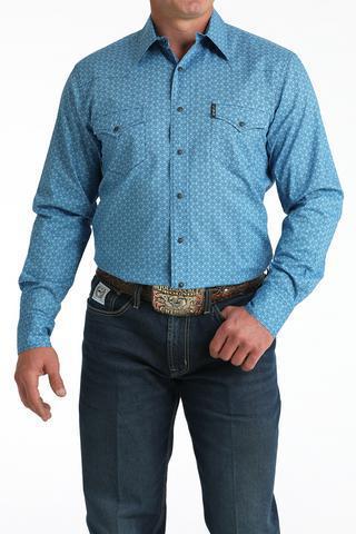 Cinch Men's Blue Modern Fit Geometric Print Long Sleeve Snap Shirt weis-western-wear