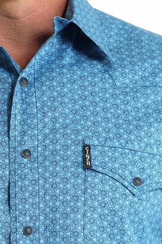 Cinch Men's Blue Modern Fit Geometric Print Long Sleeve Snap Shirt weis-western-wear
