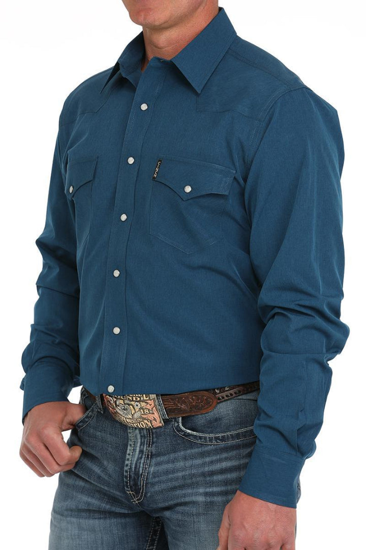 Cinch Men's Button Up Shirt Modern Fit Blue