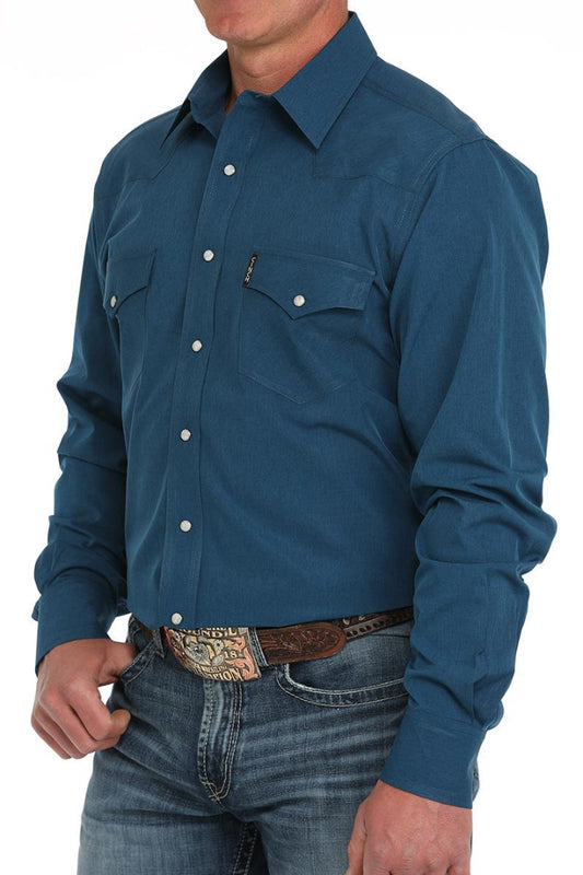 Cinch Men's Button Up Shirt Modern Fit Blue