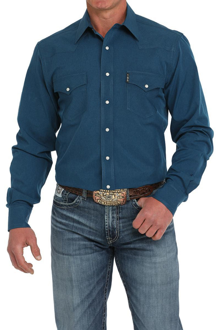 Cinch Men's Button Up Shirt Modern Fit Blue