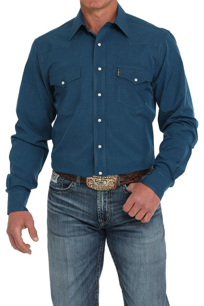 Cinch Men's Button Up Shirt Modern Fit Blue