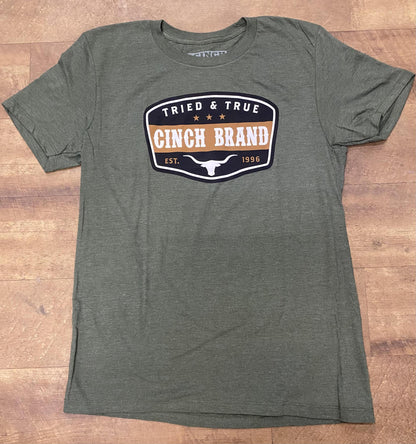 Cinch Men's Casual Logo Short Sleeve T-Shirt In Olive