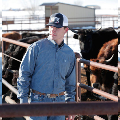 Cinch Men's Dusty Blue Long Sleeve Western Shirt Button Up MTW1105693 Match With Son weis-western-wear