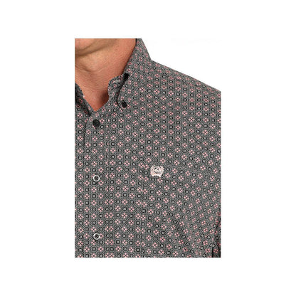 Cinch Men's Geometric Long Sleeve Button Down Shirt Grey