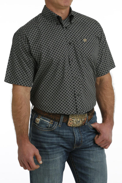 Cinch Men's Geometric Print Button Down Short Sleeve Western Shirt MTW1111448