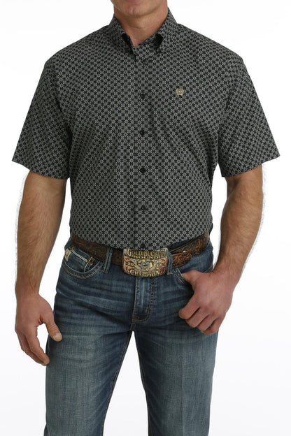Cinch Men's Geometric Print Button Down Short Sleeve Western Shirt MTW1111448