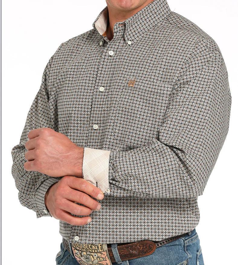 Cinch Men's Geometric Print Button Up Long Sleeve Shirt