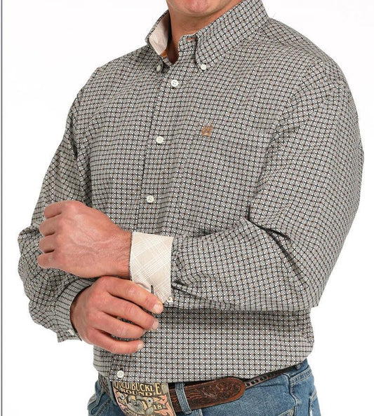 Cinch Men's Geometric Print Button Up Long Sleeve Shirt
