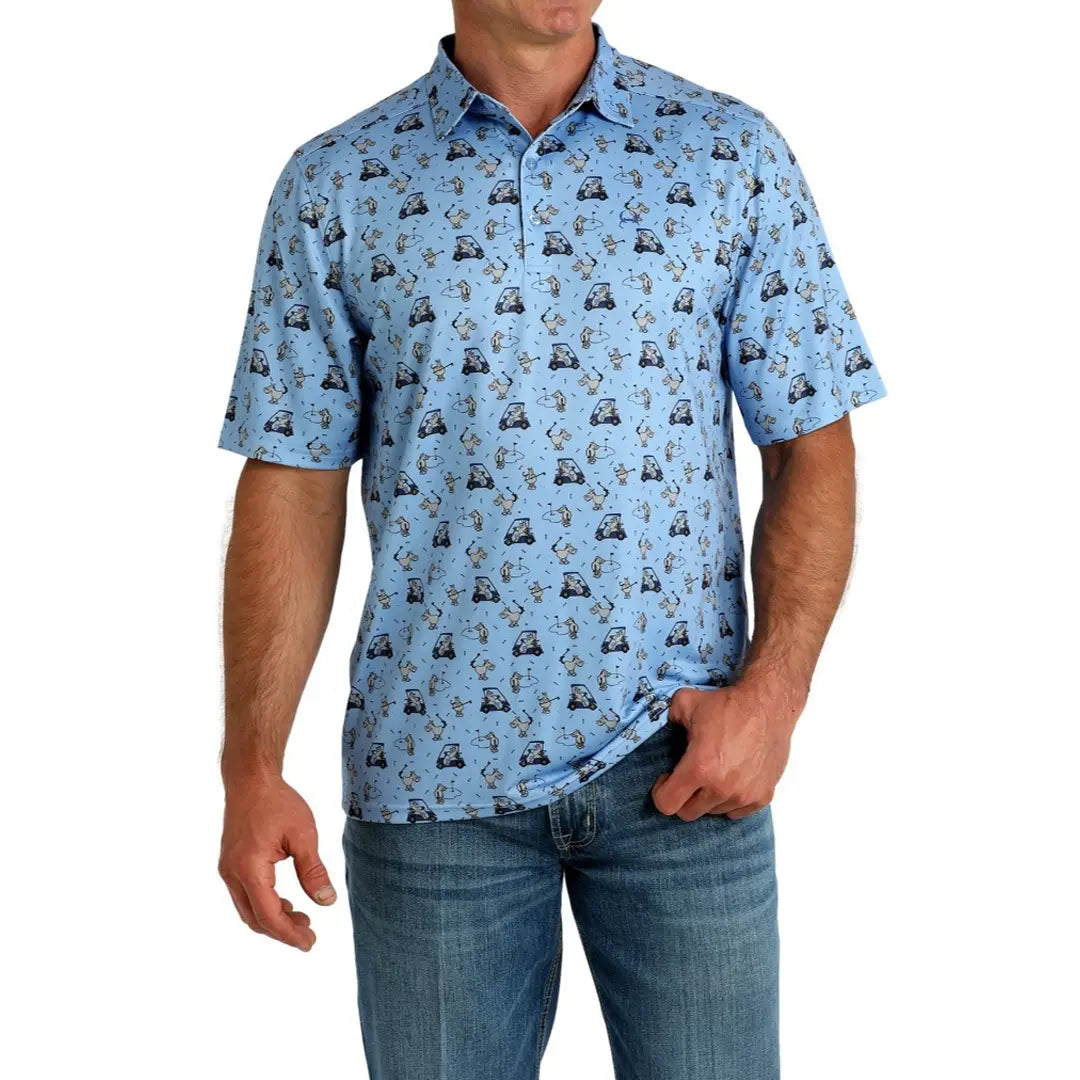 Cinch Men's Golfing Horse Print Polo Shirt