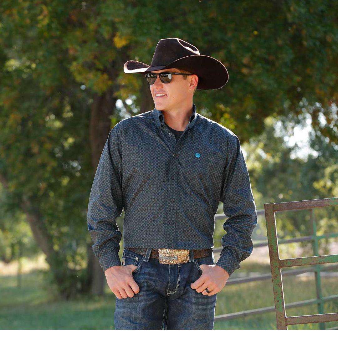 Cinch Men's L/S Button Down print shirt classic fit weis-western-wear